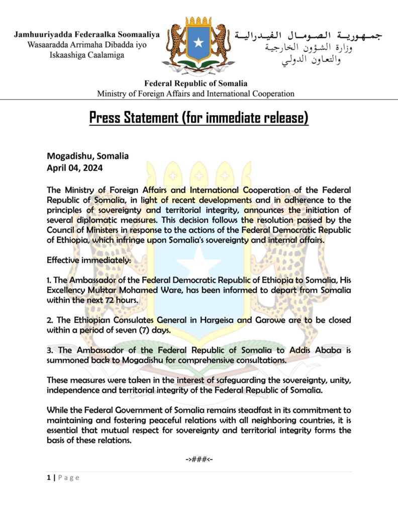 auto draft Somalia&#8217;s Bold Move: Expelling Ethiopian Ambassador Over Somaliland Port Deal Sparks International Debate IMG 9982 792x1024